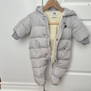 Gray Hooded Baby Snowsuit